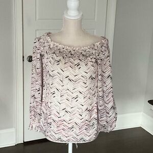 White House Black Market Pink Patterned Blouse